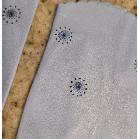 New! Vintage Size XS Blue Leather Formal 8.5" Gloves Atomic Burst Embroidered - Picture 5 of 12